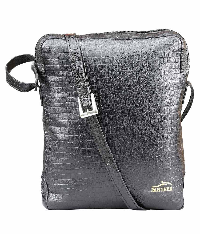    			Panther sl0001 Black Leather Casual Messenger Bag