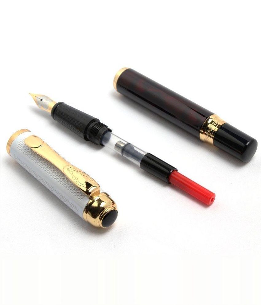 Dikawen 821 Silver Mesh Cap Dark Wine Marble Fountain Pen ...