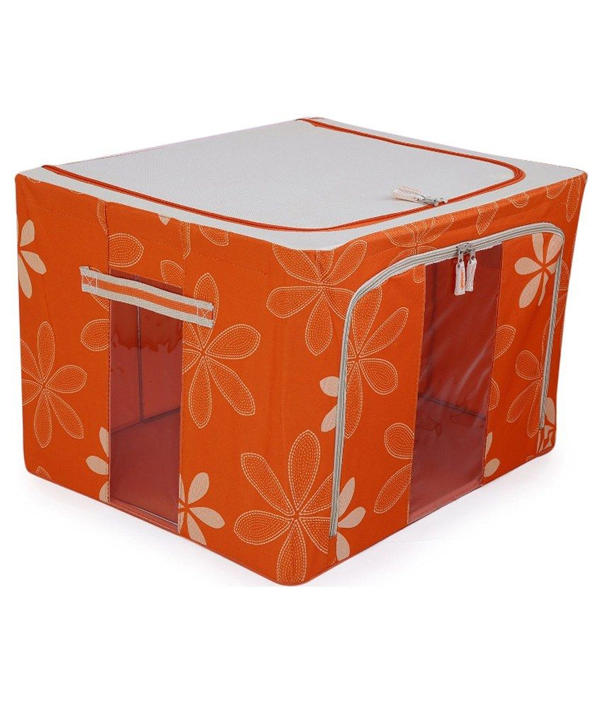 Pindia Orange And Beige Fabric Storage Box Buy Pindia Orange And Beige