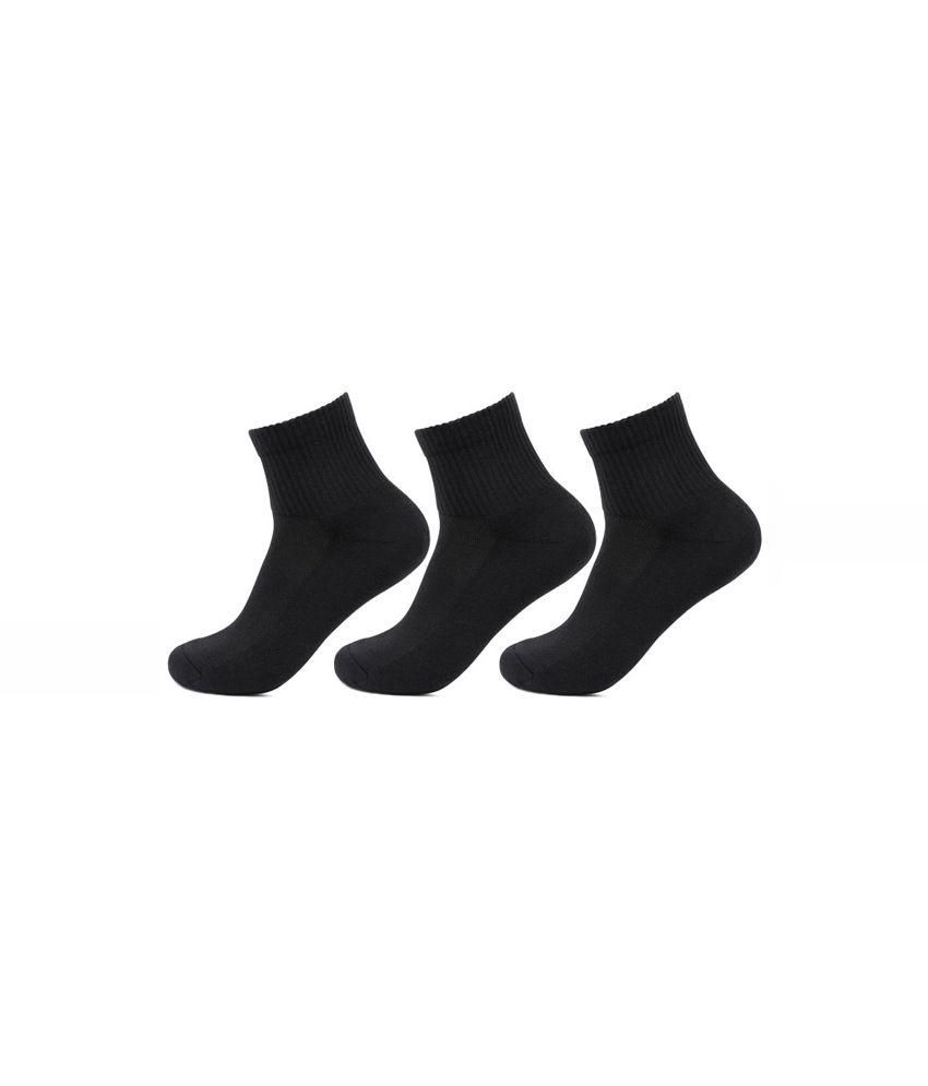     			Bonjour Black Cotton Ankle Length Socks - 3 Pair Pack