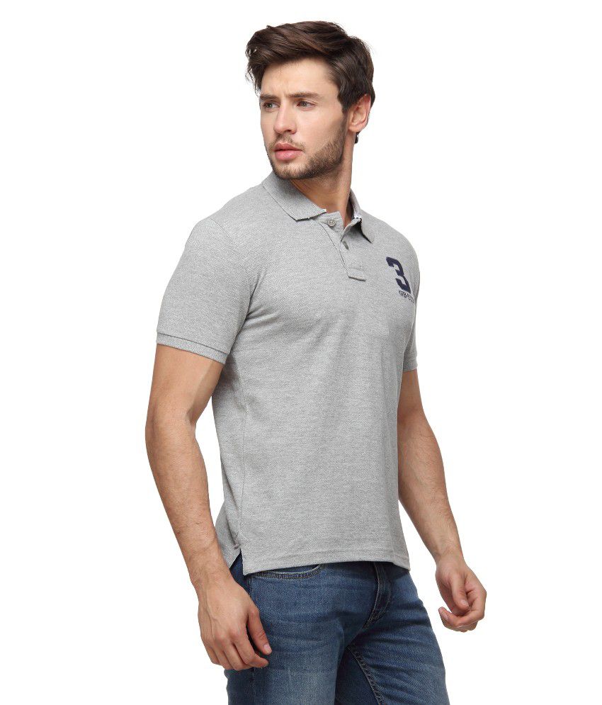 Pepe Jeans Grey Cotton Polo T-shirt - Buy Pepe Jeans Grey Cotton Polo T-shirt Online at Low 