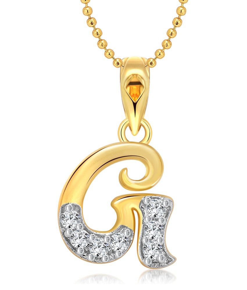    			Vighnaharta G Letter CZ Gold and Rhodium Plated Pendant