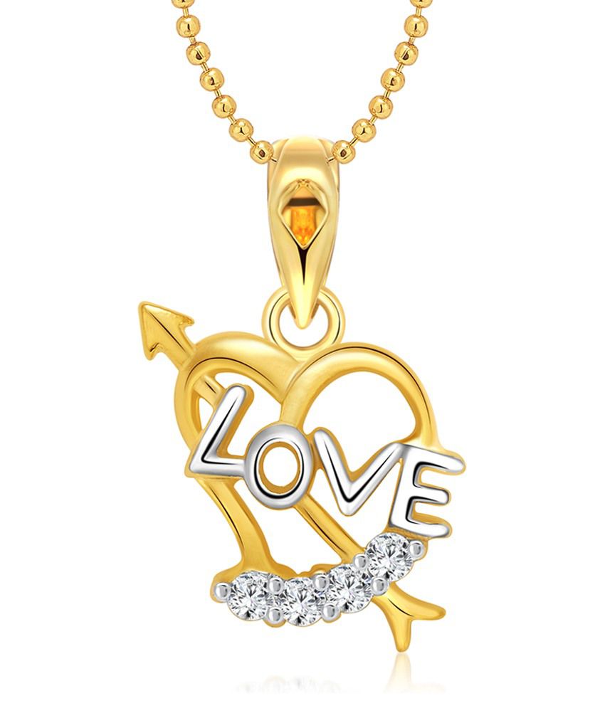     			Vighnaharta Love Heart (CZ) Gold and Rhodium Plated Pendant