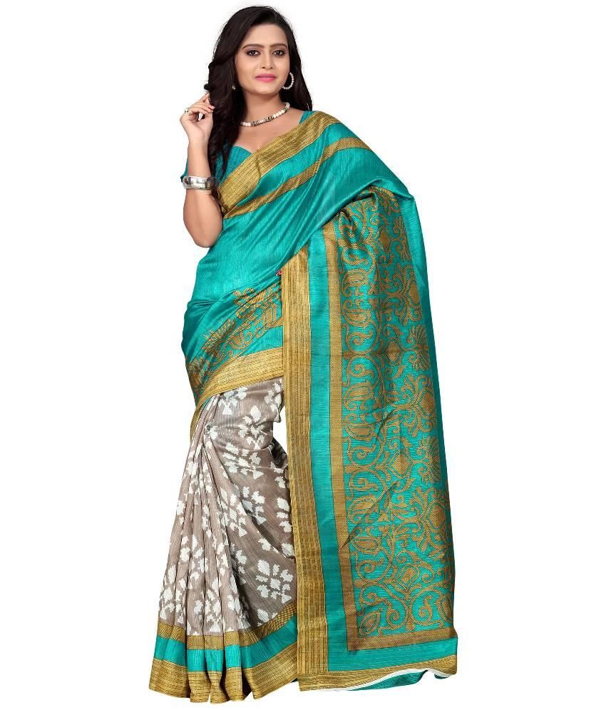 Wonder Woman Sarees Blue Bhagalpuri Silk Saree - Buy Wonder Woman 