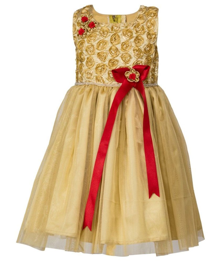 She Designs Gold Net Frock - Buy She 