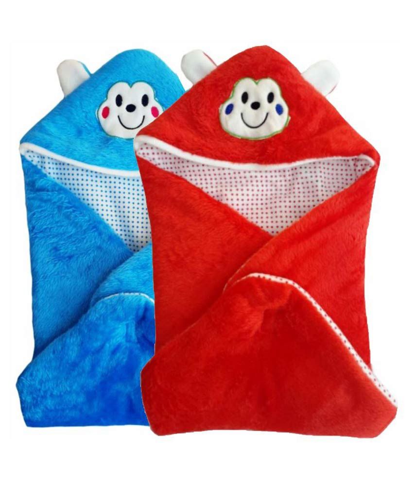     			Brandonn Red and Blue Blanket - Pack of 2 Baby Wrap/Baby Swaddle/Baby Sleeping Bag