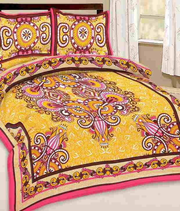 Indian Exclusive Sanganeri Designer Jaipuri Double Bed Sheet with