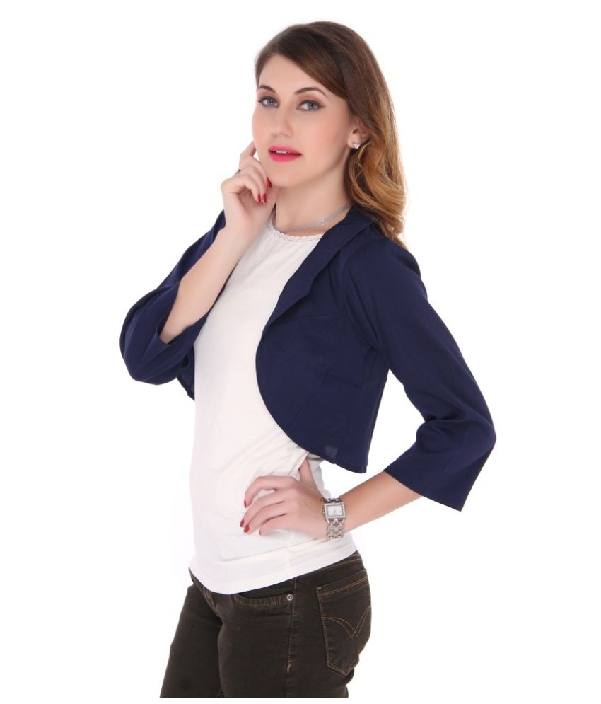 Buy Bedazzle Navy Cotton Lycra Shrugs Online at Best Prices in India ...