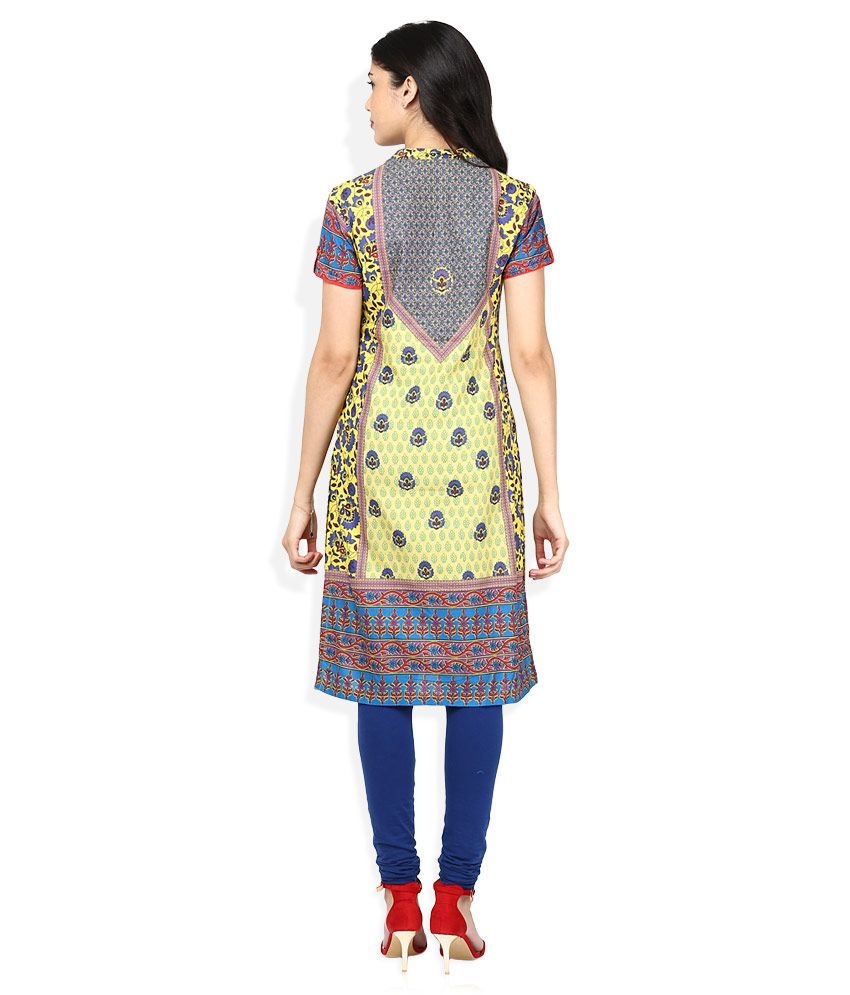 Biba Yellow Printed Kurta Buy Biba Yellow Printed Kurta Online at