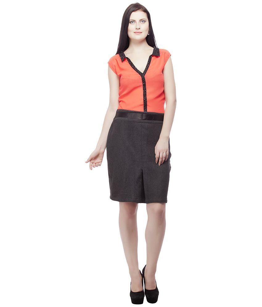 Buy Frillz Gray Woollen Straight Skirt Online at Best Prices in India ...