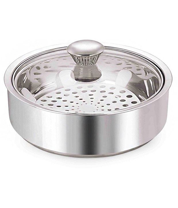     			Nanonine Roti Saver Stainless Steel Chapati Pot With Glass Lid, Mini, 800 Ml, Silver (With Handles)