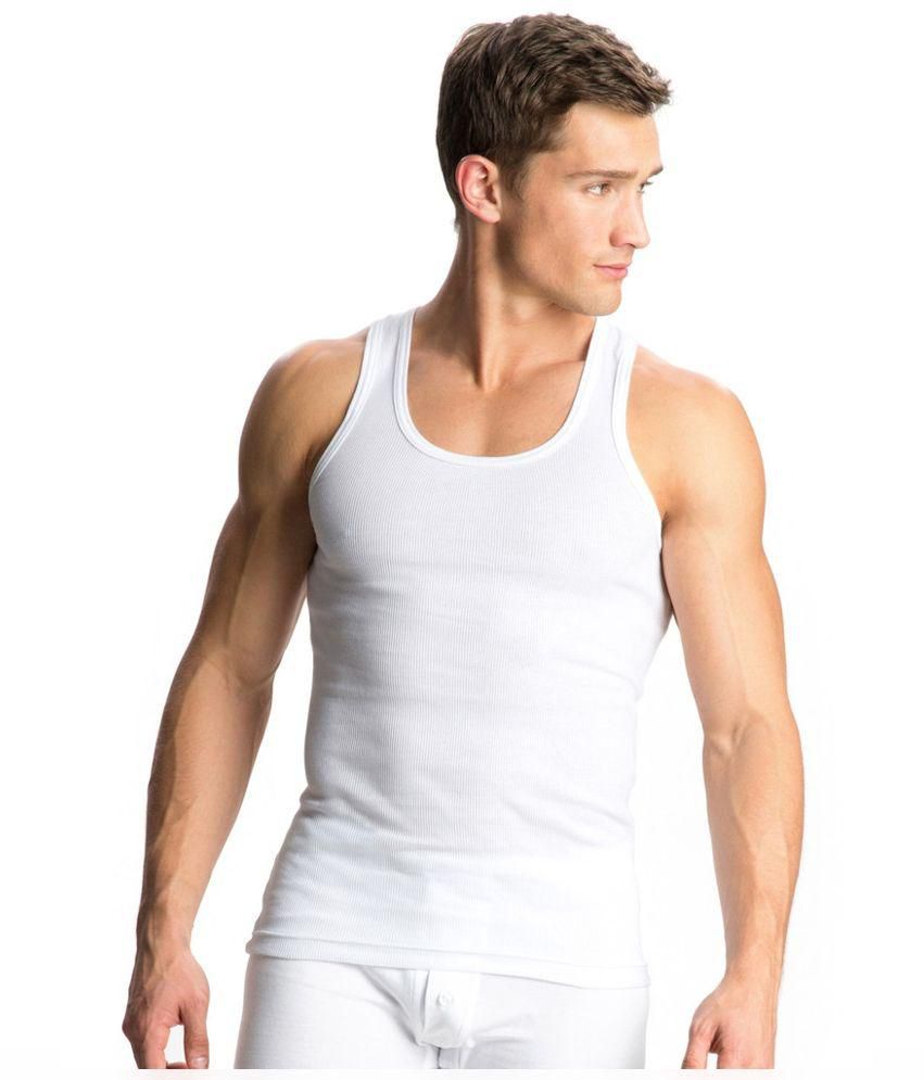 Jockey Men'S Style-8823 White Cotton Sleeveless Vest Pack Of 4 - Buy ...