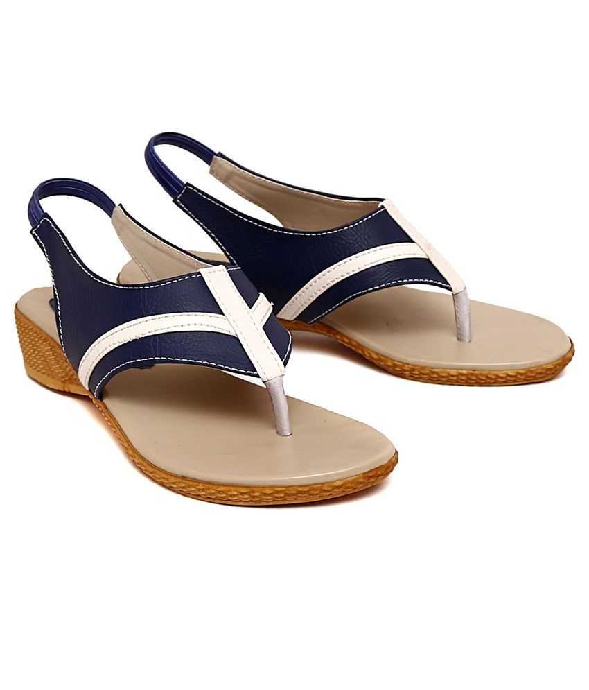 Trendy Footwear Blue Heeled Sandals Price in India- Buy Trendy Footwear