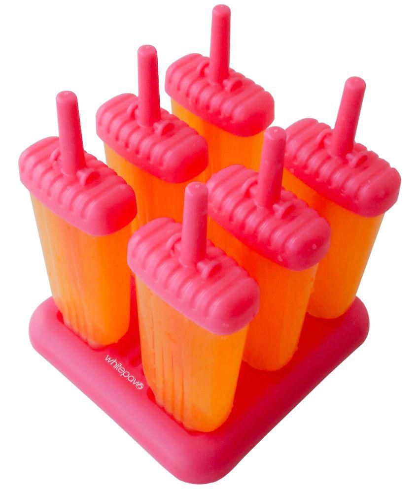 WhitePavo Pink Plastic Popsicle Stick Molds Pack of 6