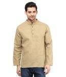 Vivid India Beige Festivewear Linen Short Kurta