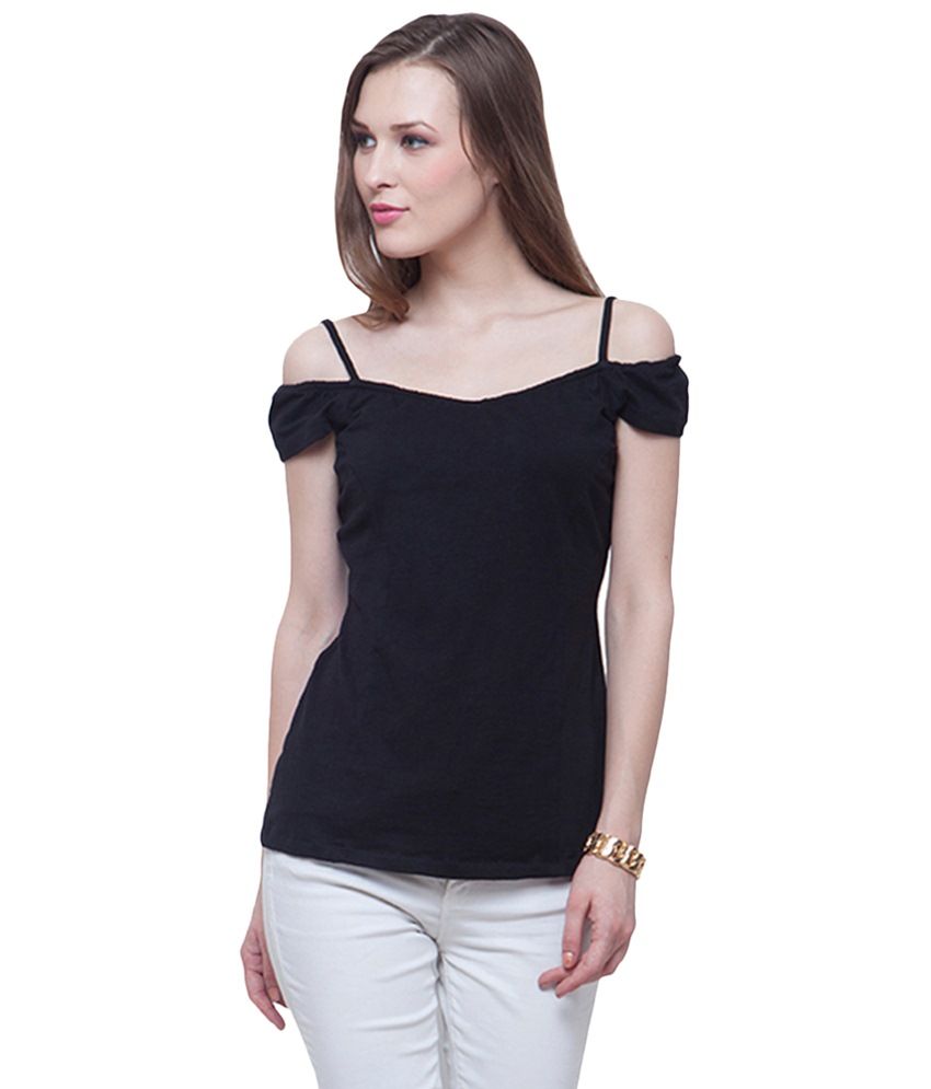 black cotton bardot top