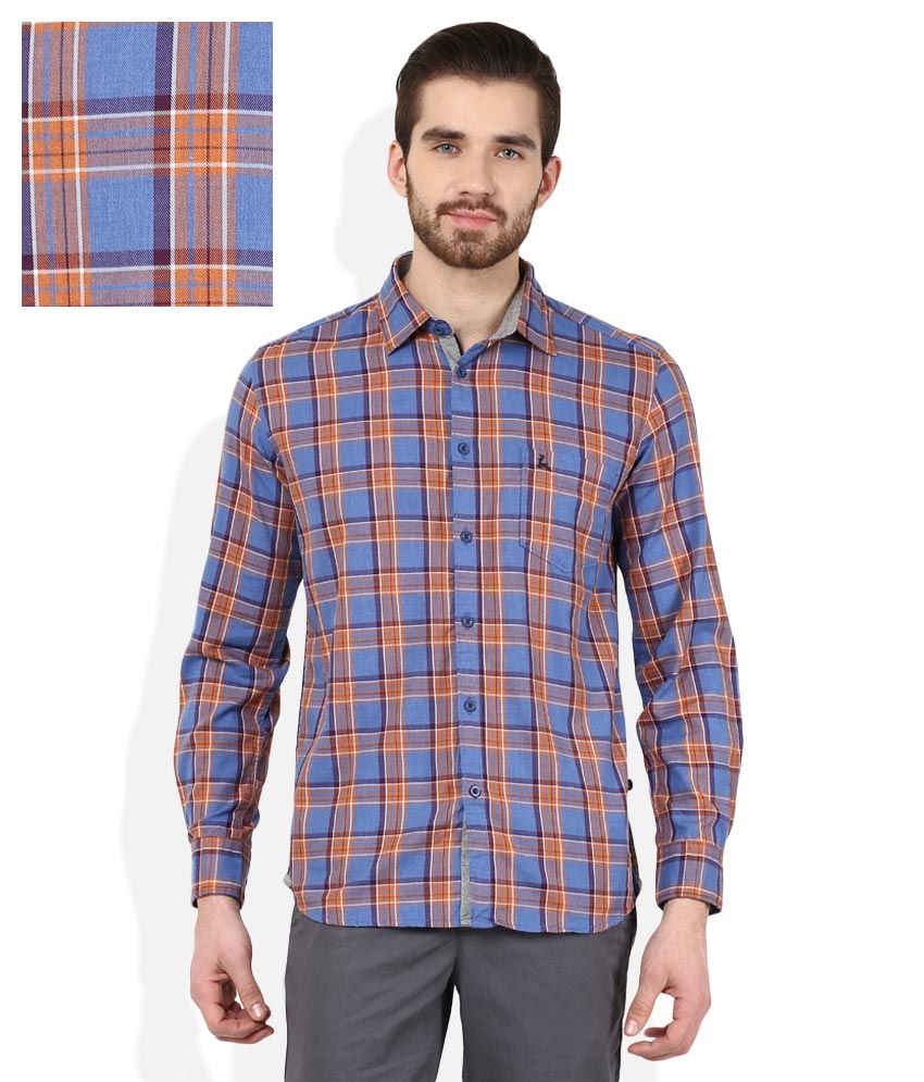 blue checkered shirt men