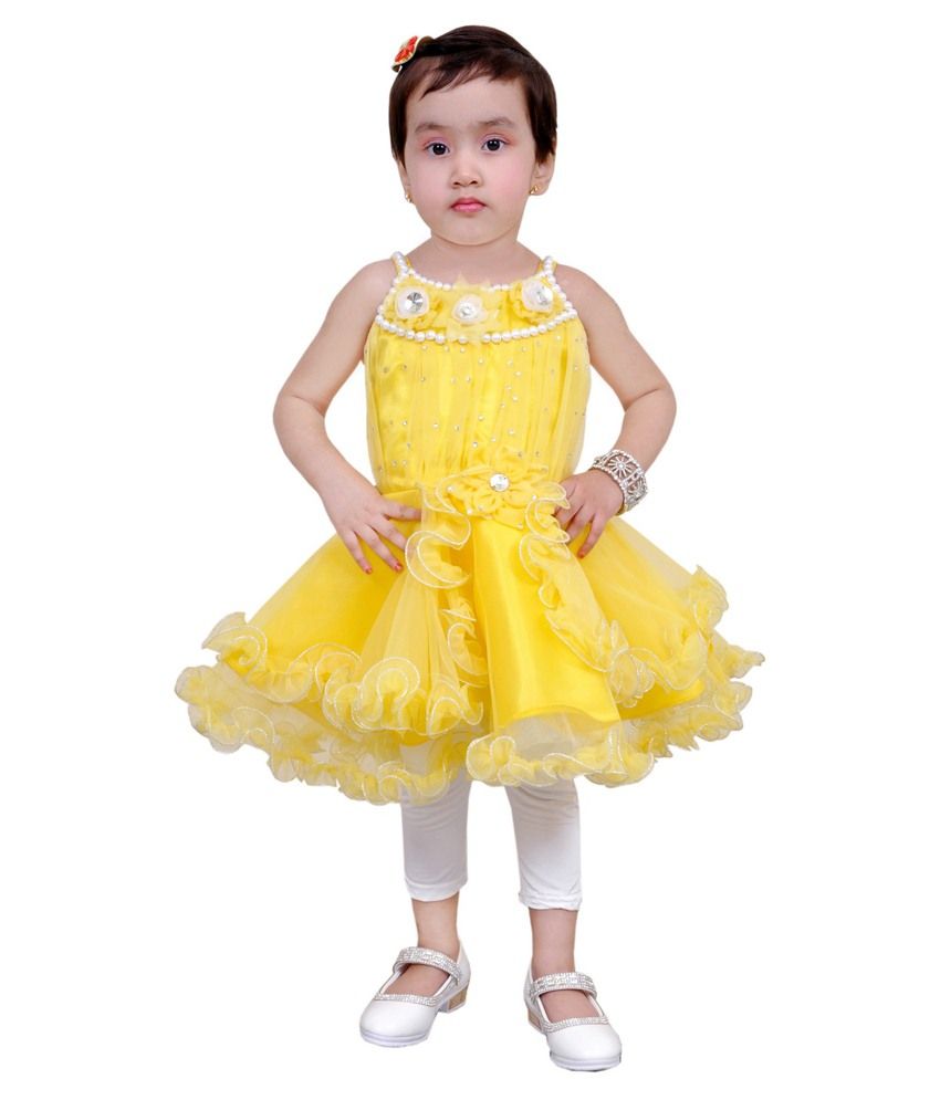 yellow and pink long frock