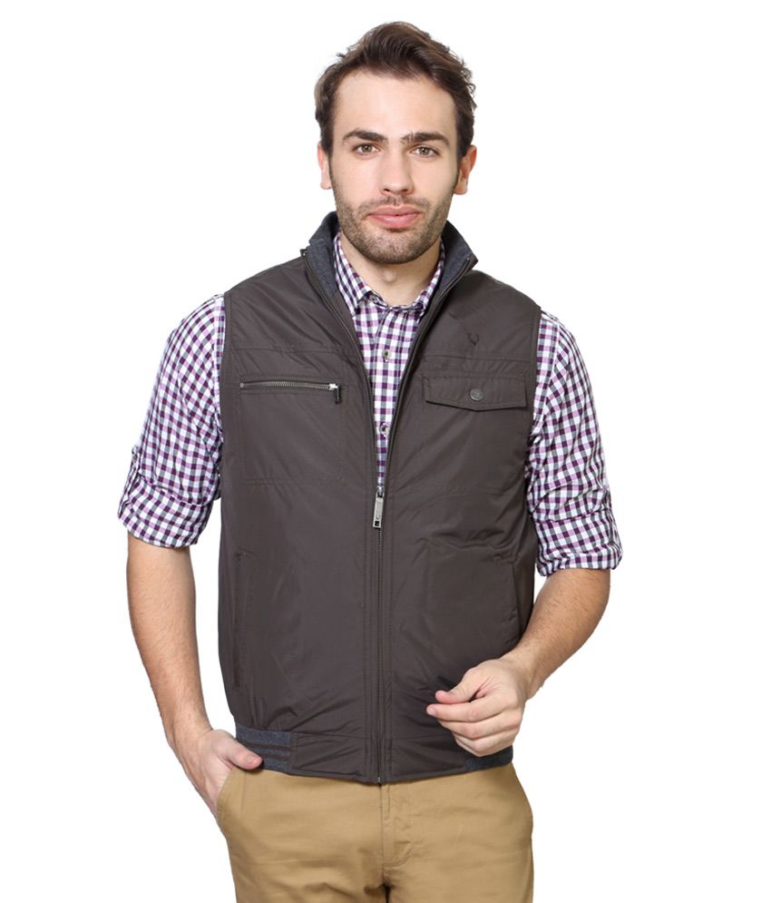 Allen Solly Brown Sleeveless Jacket - Buy Allen Solly Brown Sleeveless ...