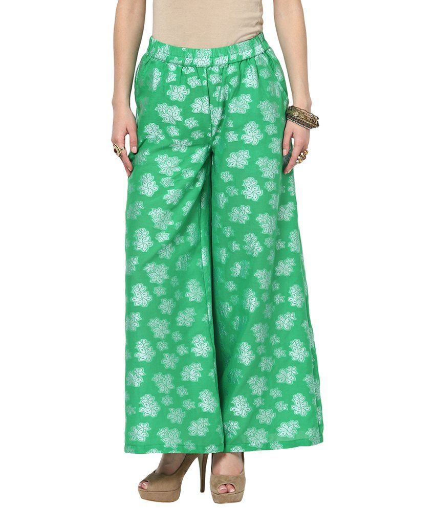 green palazzo pants online