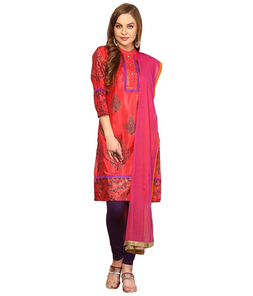 Yepme Red Renisa Printed A Line Kameez with Leggings & Dupatta - Buy ...