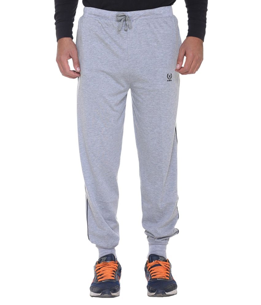     			Vimal Jonney Grey Cotton Blend Trackpant