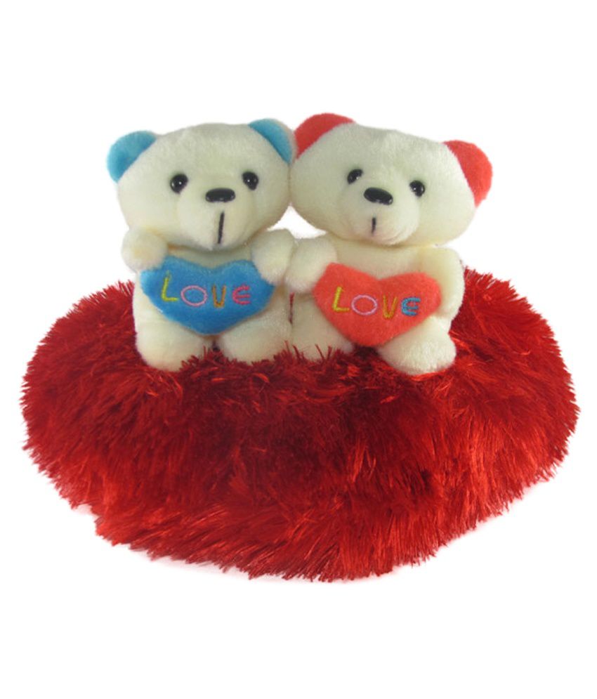     			Tickles Red Delightful Couple Teddy Sitting On Heart Stuffed Soft Plush Animal Toy for Kids 21 cm
