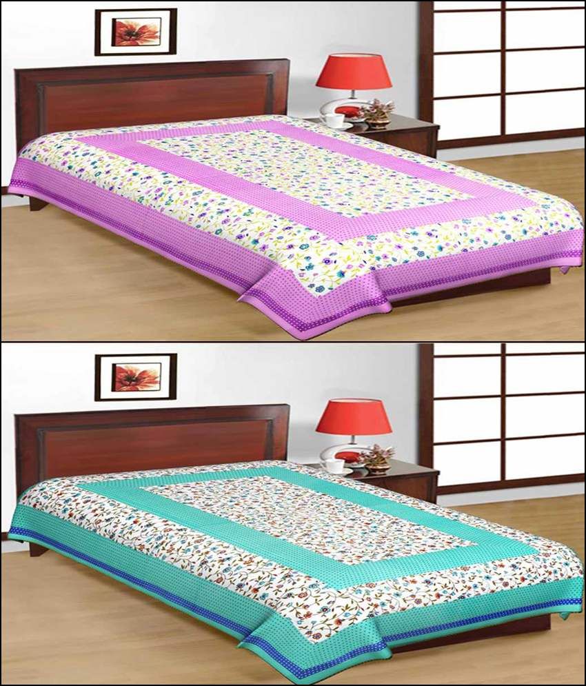 Kismat Collection Multicolor Cotton Single Bedsheet Set Of 2 Buy