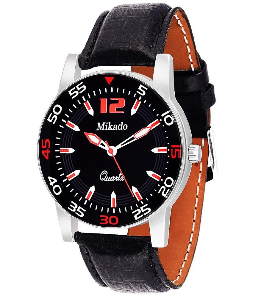 Mikado Black Leather Sports Watch Buy Mikado Black Leather Sports