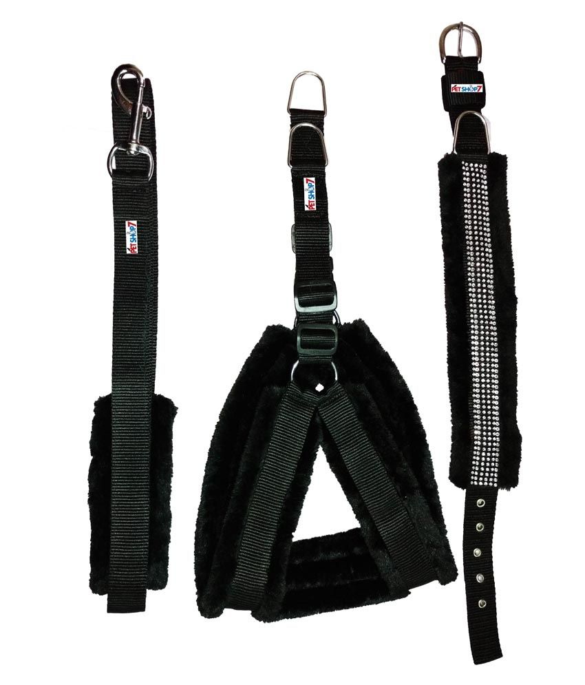 0.75 inch Fur Dog Harness, Collar & Leash Set S Combo Buy