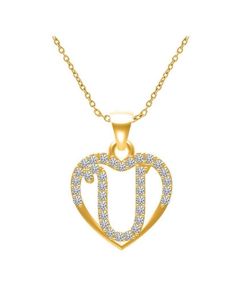 Twisha Golden Alloy U Alphabet Pendant 