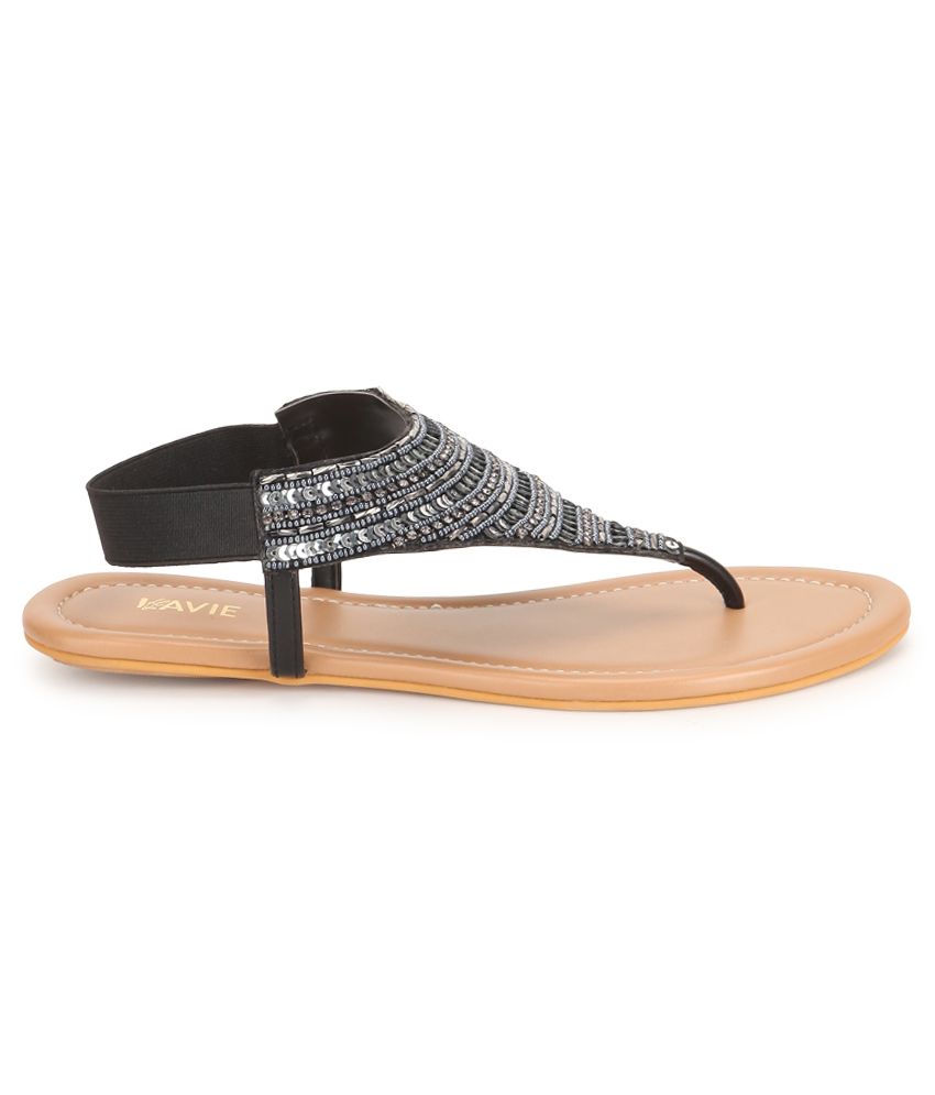 Lavie Black Flat Sandals Price in India- Buy Lavie Black Flat Sandals ...