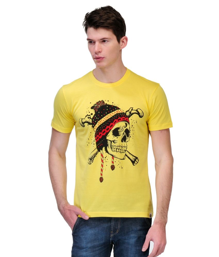 Slingshot Yellow And Red Cotton Round Neck T-shirt With A Trendy ...