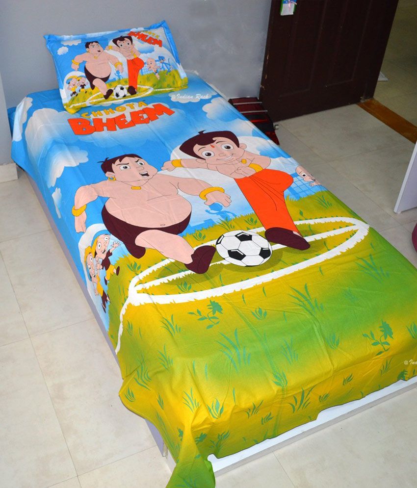 Indian Rack chota bheem Cotton Single Bedsheet with 1 Pillow Cover Buy Indian Rack chota bheem