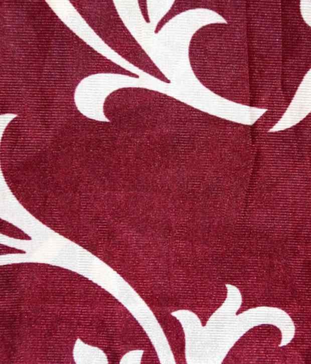 Homefab India Maroon Floral Set Of Door X Ft Window X Ft Polyester Curtains Floral