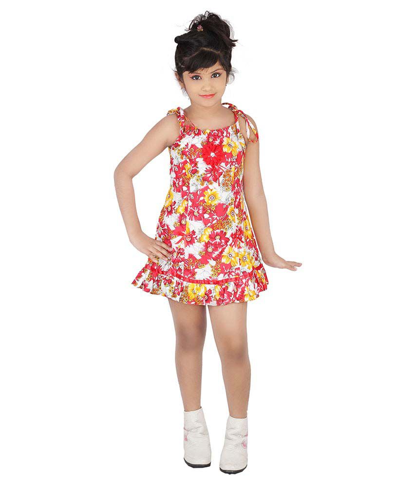 Tiny Teens Red Cotton Frock For Girls - Buy Tiny Teens Red Cotton Frock ...