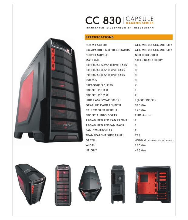 Circle Gaming Cc 830 Cabinet Without Smps Buy Circle Gaming Cc