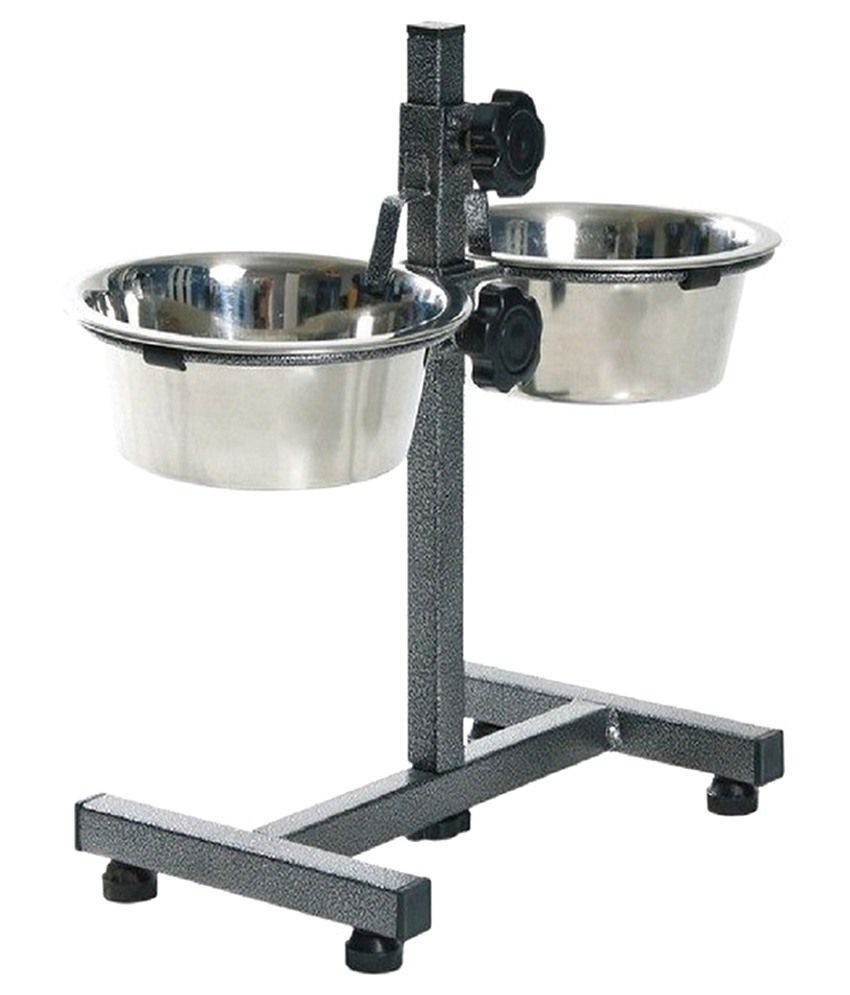     			Pet Club51 Beige Stainless Steel Dog Food Bowl Stand-large