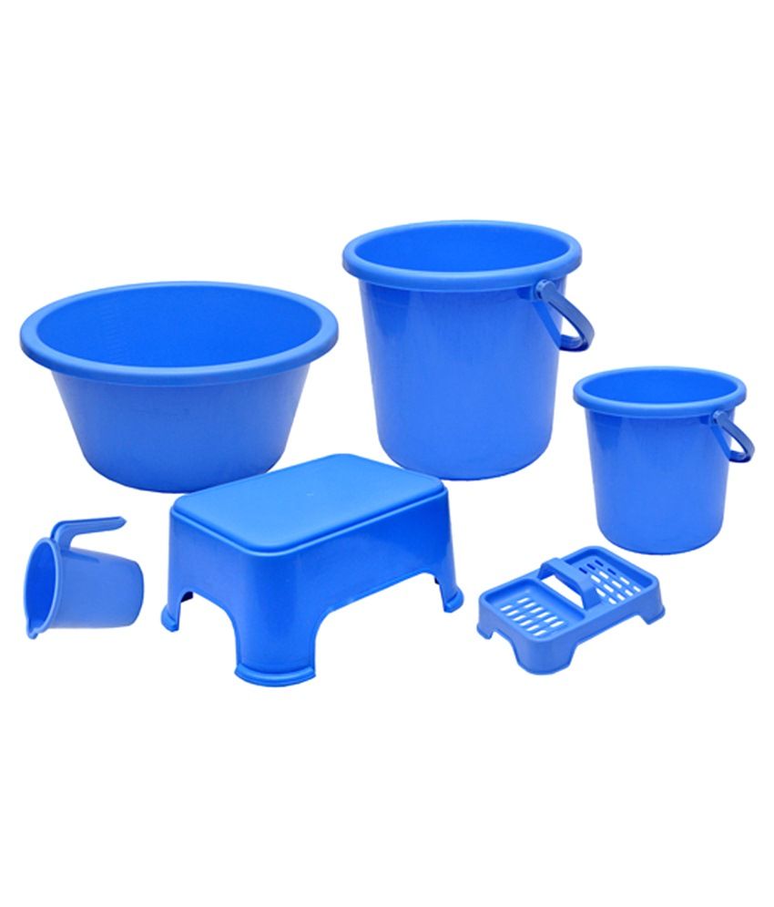 SM Blue Unbreakable Plastic Bathroom Set Buy SM Blue Unbreakable