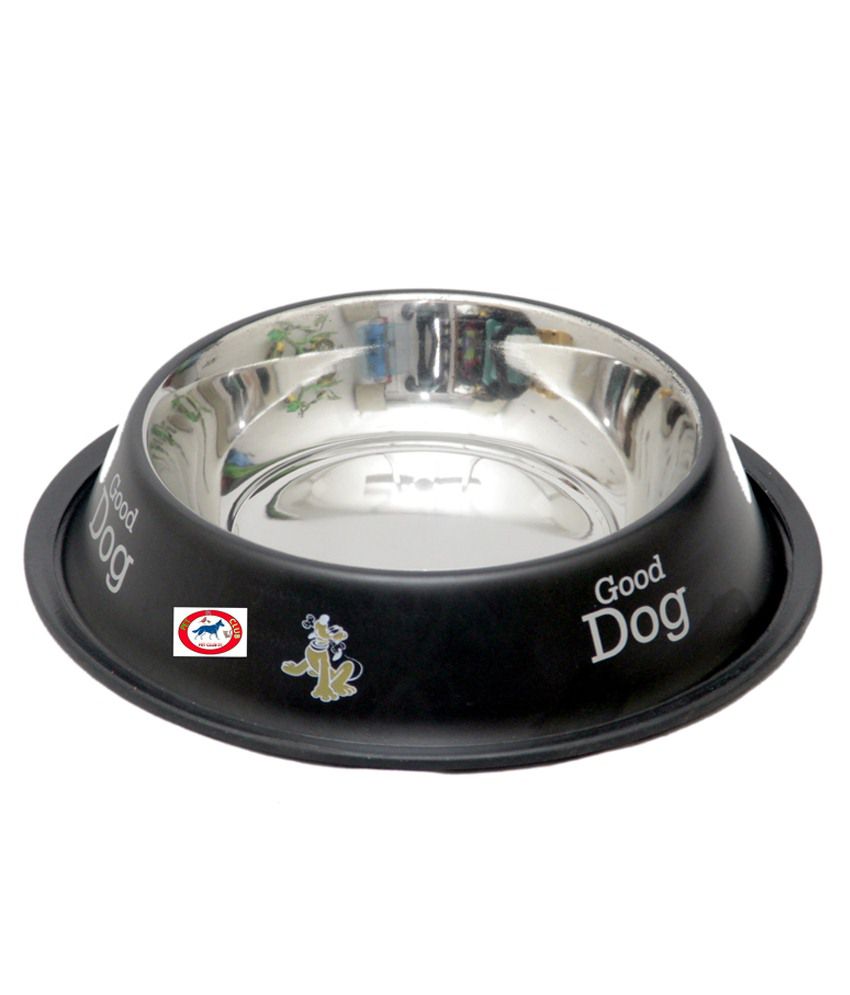     			Pet Club51 - Stainless Steel Dog Food Black Bowl 600 mL
