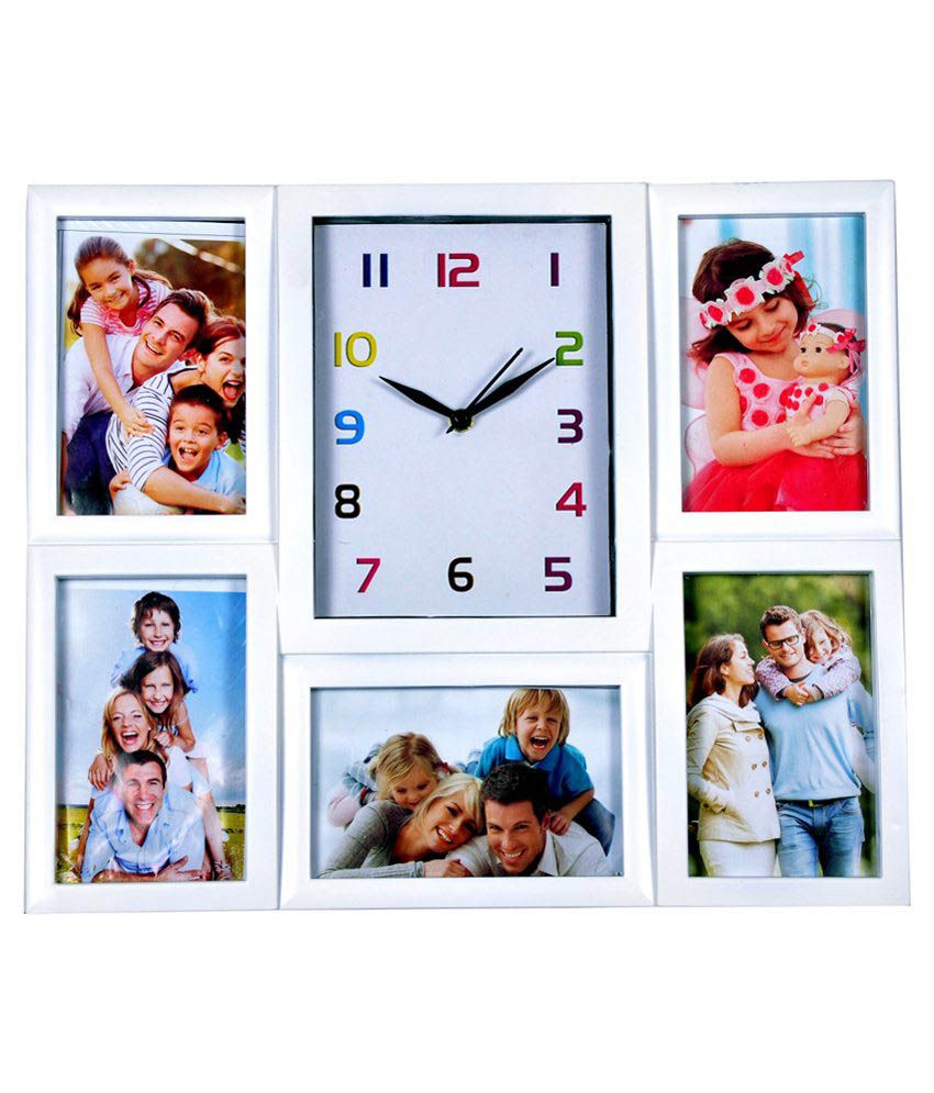 Gran White Metal Wall Clock With Photo Frame Buy Gran White Metal Wall Clock With Photo Frame At Best Price In India On Snapdeal