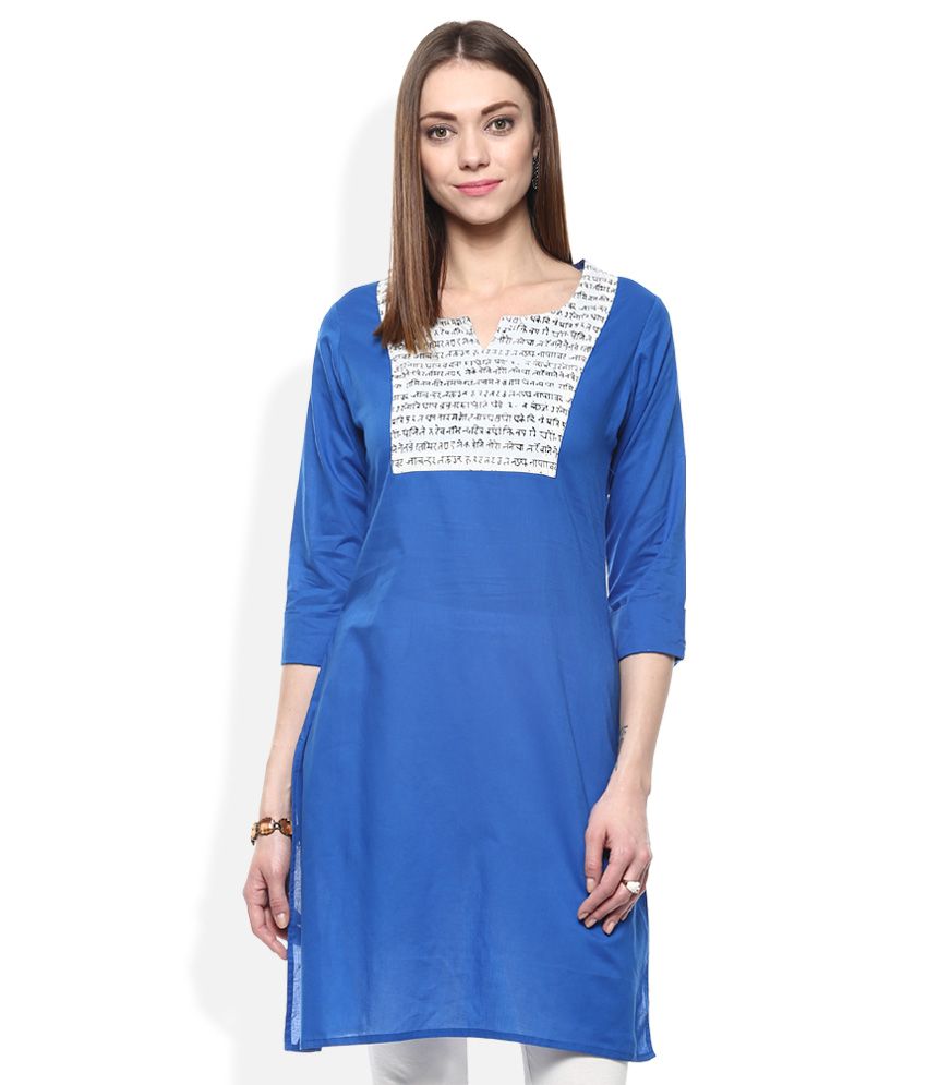 Rangmanch By Pantaloons Blue Printed Kurti - Buy Rangmanch By ...