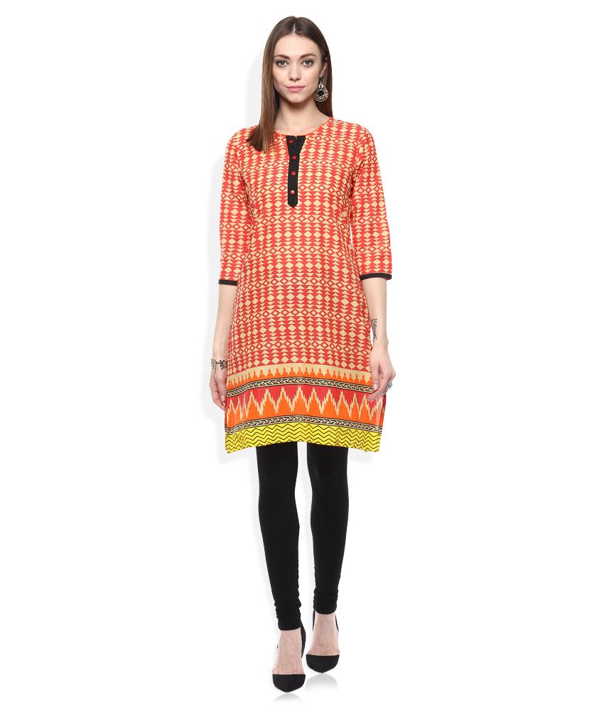 Rangmanch By Pantaloons Red Printed Kurti Buy Rangmanch By Pantaloons