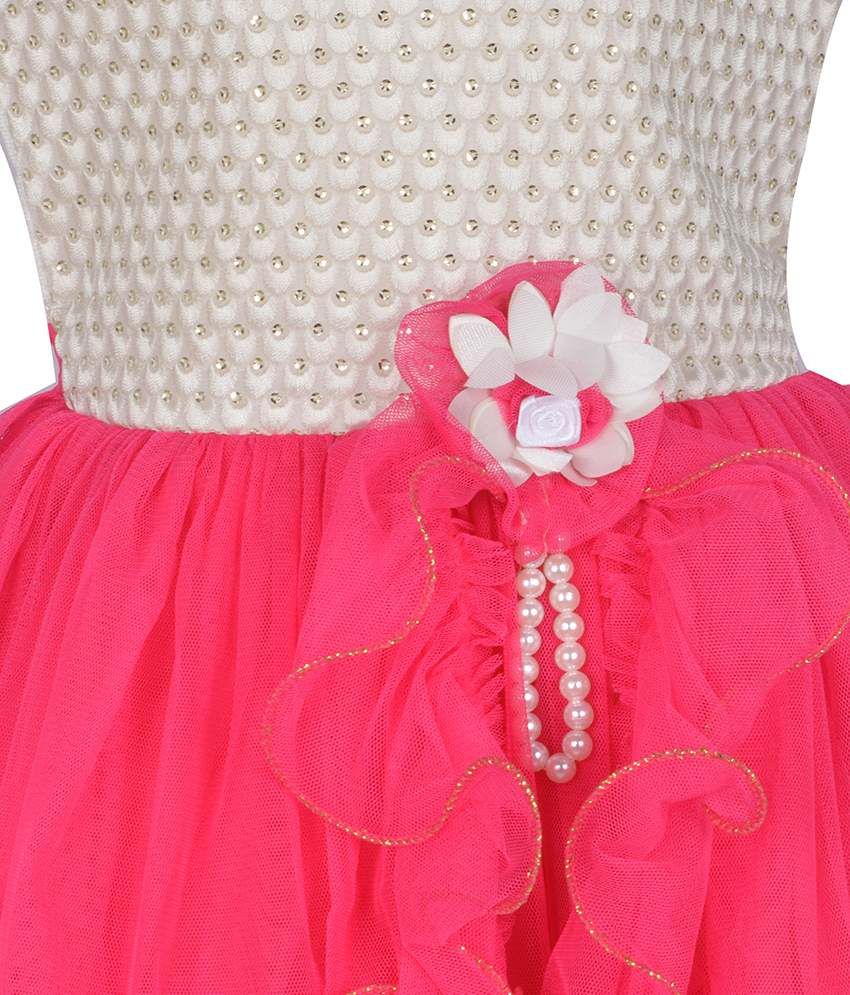 white and pink long frock