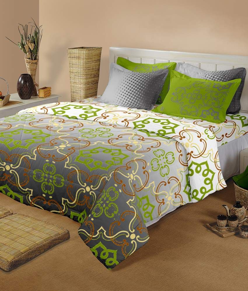 Raymond Green Cotton Double Bedsheet With Four Pillow Covers Buy