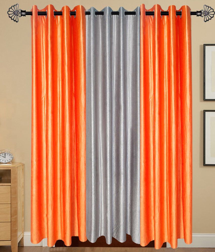 Deco India Orange And Grey Polyester Plain Door Curtain Pack Of 3 Buy Deco India Orange And Grey Polyester Plain Door Curtain Pack Of 3 Online At Low Price Snapdeal