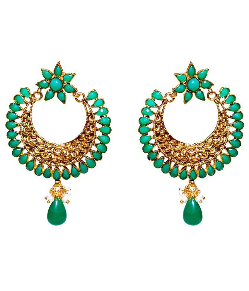 Dazzlingly Green Designer Earrings - Buy Dazzlingly Green Designer ...