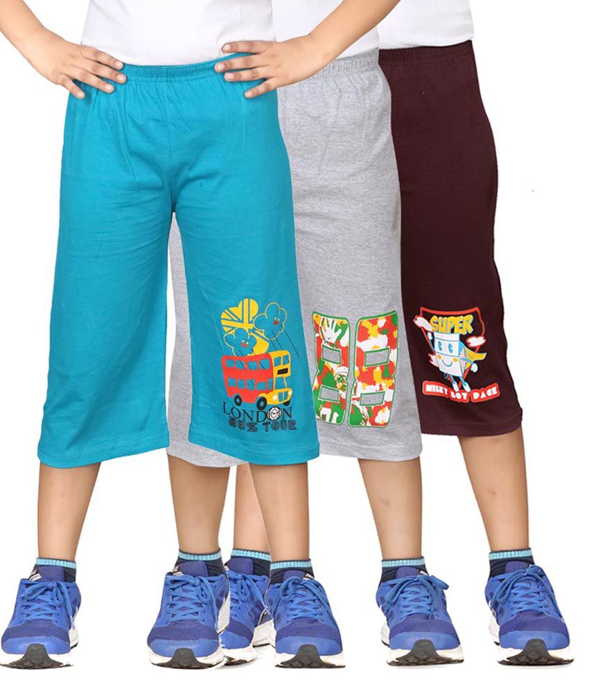     			Dongli Multicolour Three-fourth For Boys Pack Of 3