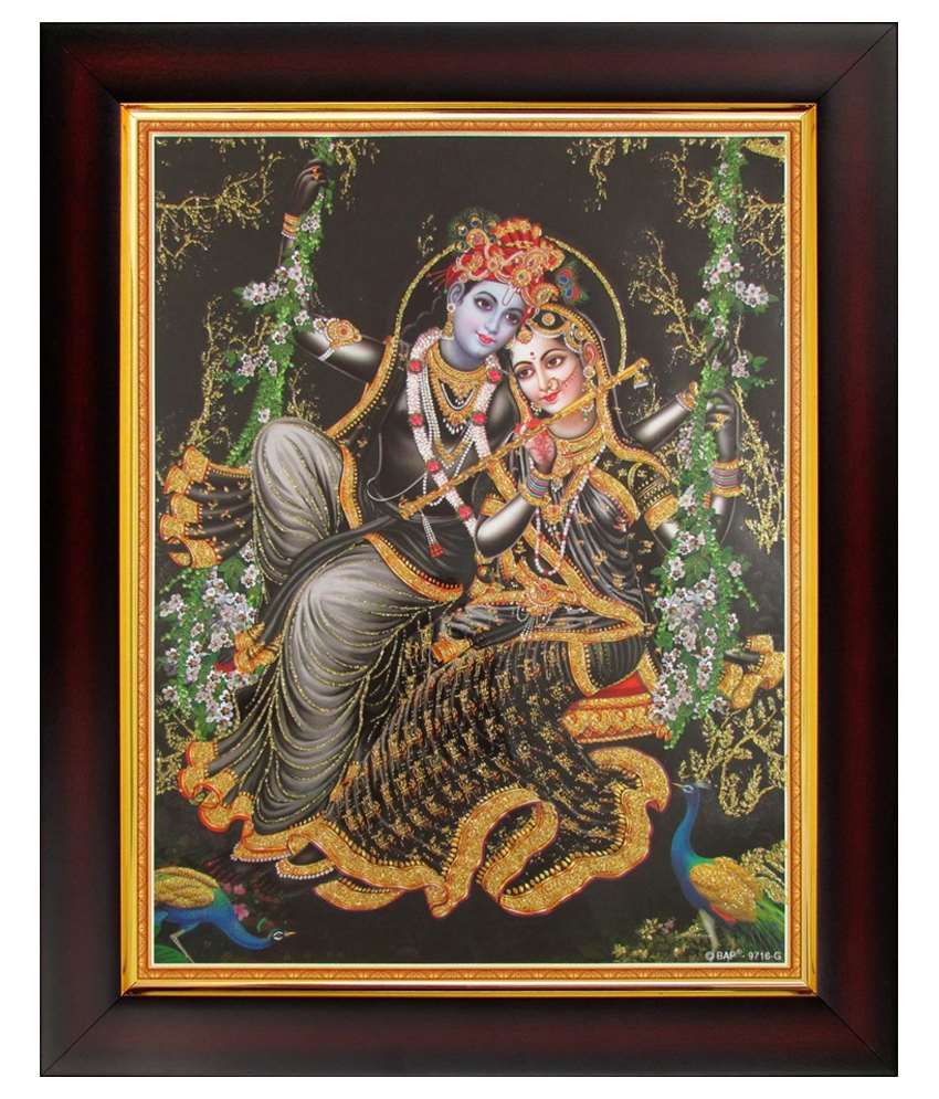 Avercart Lord Krishna Radha Krishna Poster 9x11 Inch Framed Buy