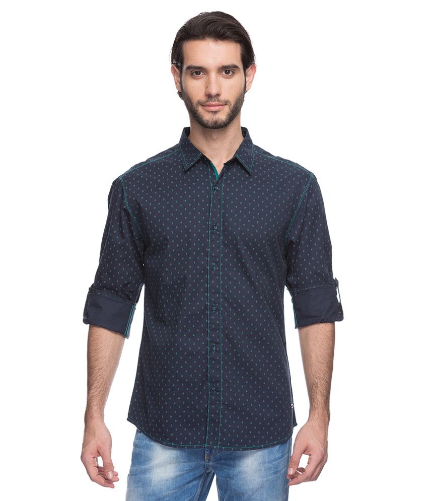 Spykar Navy Printed Shirt - Buy Spykar Navy Printed Shirt Online at ...